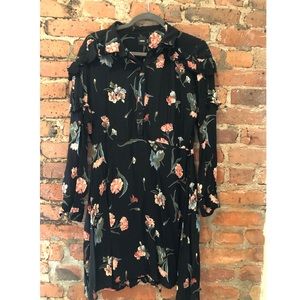 ASOS Black romantic floral shirt dress